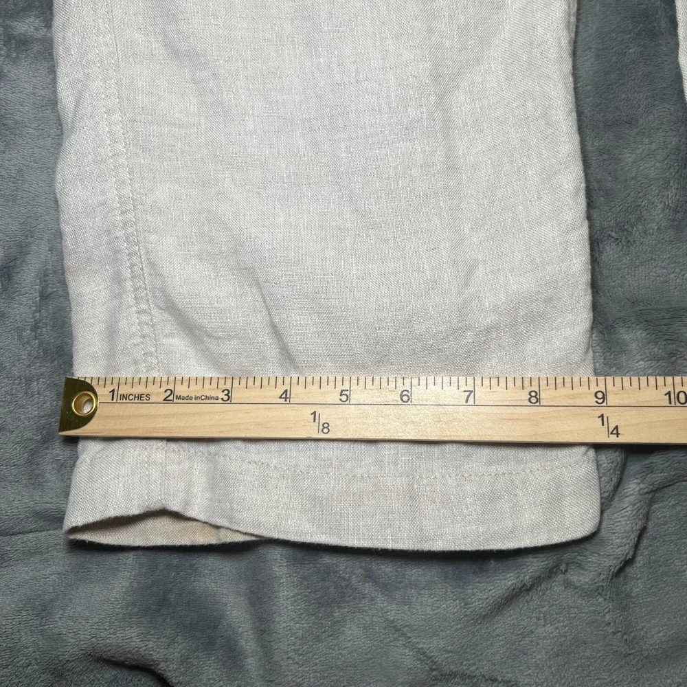 Caribbean 100% Linen Cargo Pants Mens 40x36 Beige Stretch Drawstring Relaxed EUC